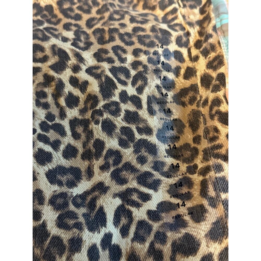 American Eagle Leopard Low Rise Baggy Wide Leg Jeans 14 Regular NWOT - Picture 11 of 13